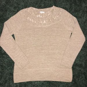 NWOT Tan & White Sweater  size M